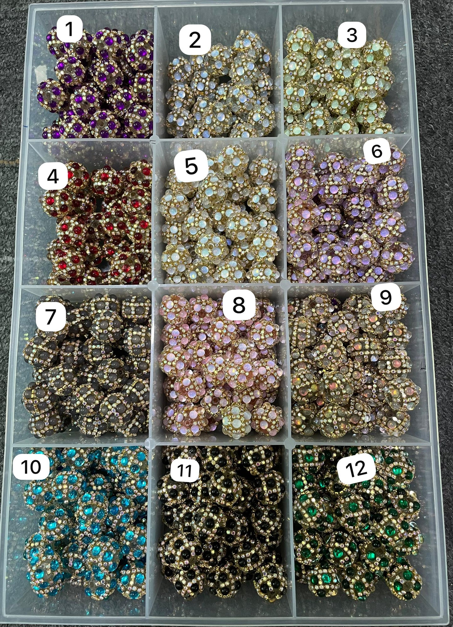 Fancy Bubble Jewelry Bead Multicolor gold color rhinestone Chain Acrylic Beadsfold color chain,Random Mix