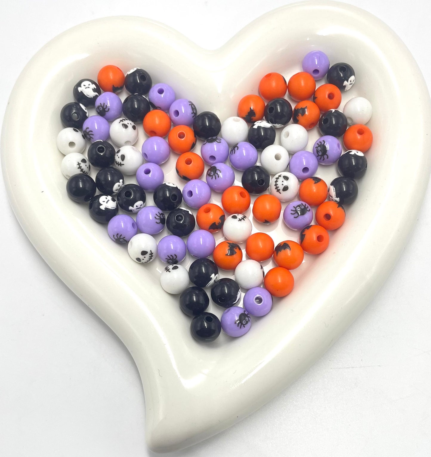 Halloween Acrylic Beads ,Spider Pumpkin Round Beads DIY Bracelet Making ,Random Mix 5mm