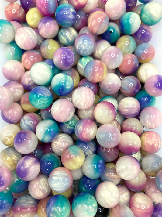 Acrylic beads Lava flow ombre glitter Shimmering luster 16mm Random Mix
