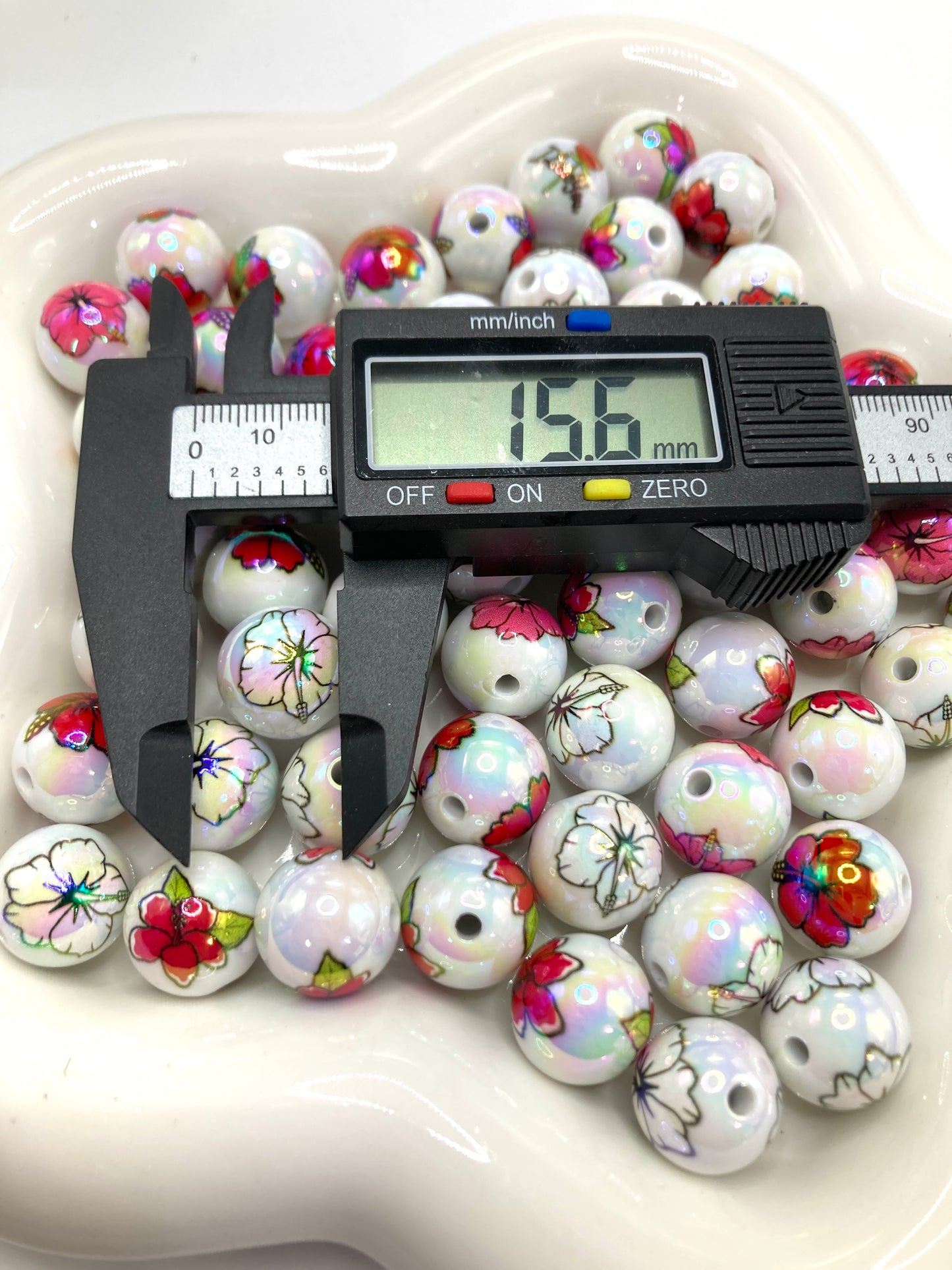 Flower beads Rose flower acrylic beads Multicolored flower 16mm