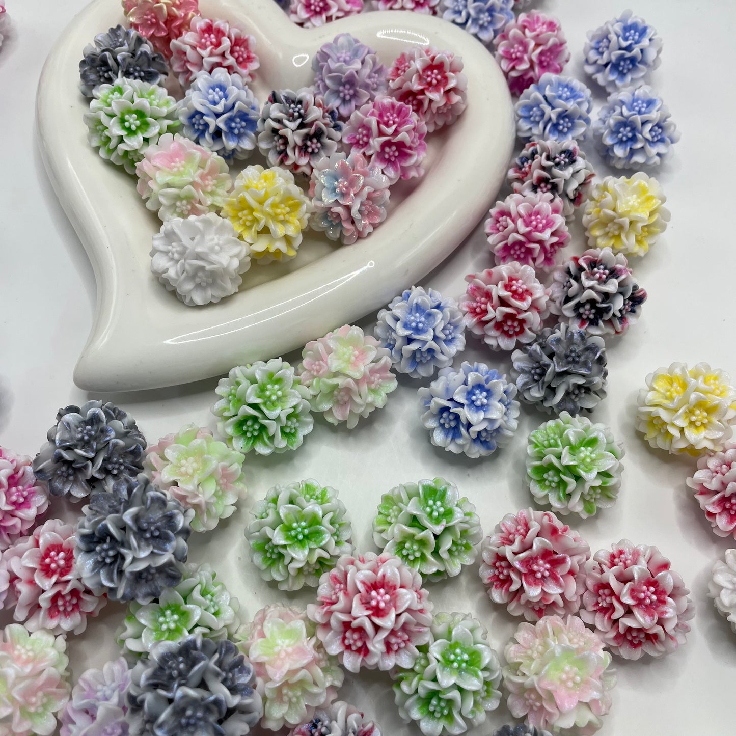 Big flower beads ombre flowers beads soft flower random mix diy beads colored