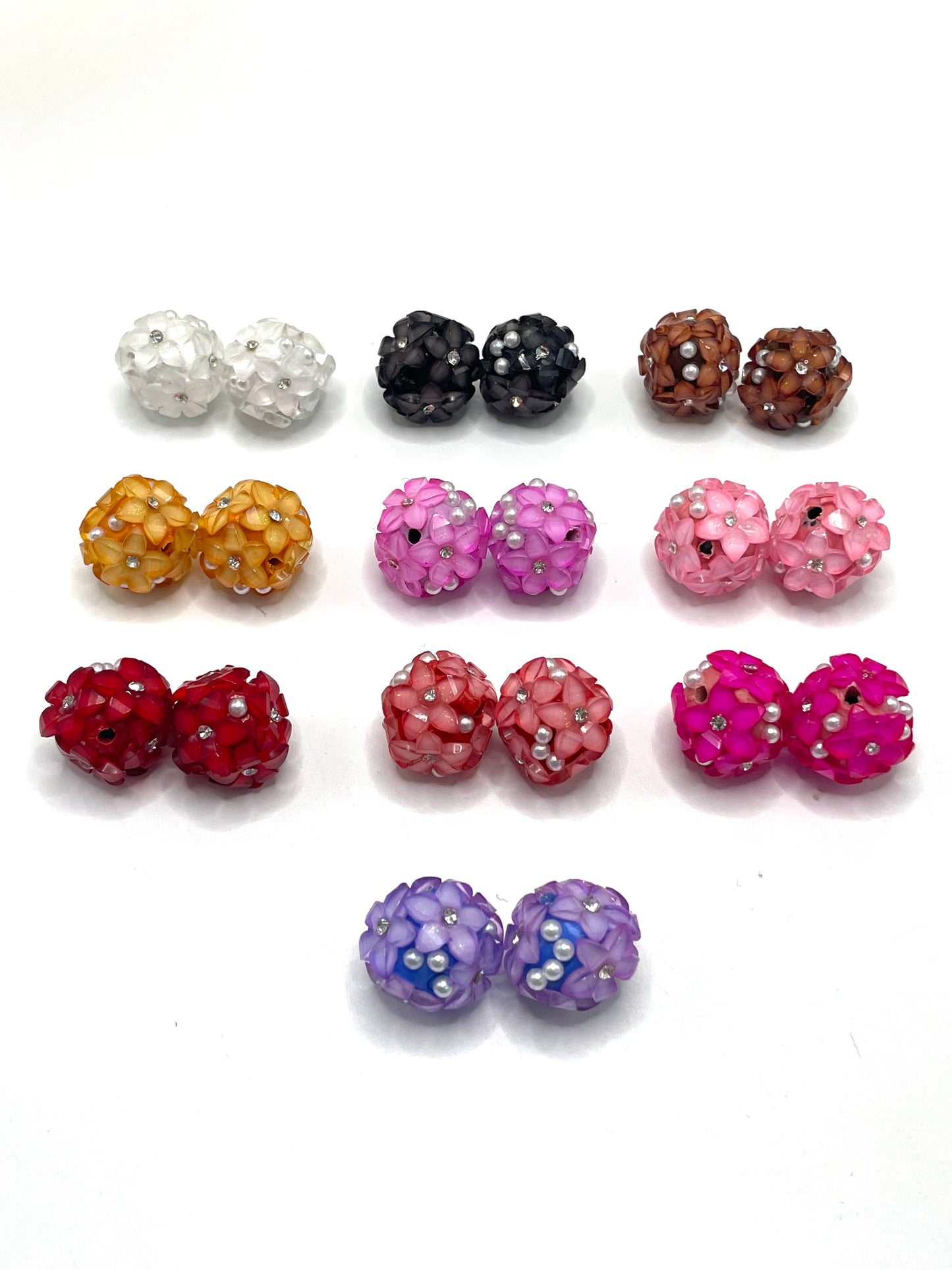 Flower beads Clay beads Clay flower beads Rhinestone 17mm Random Mix