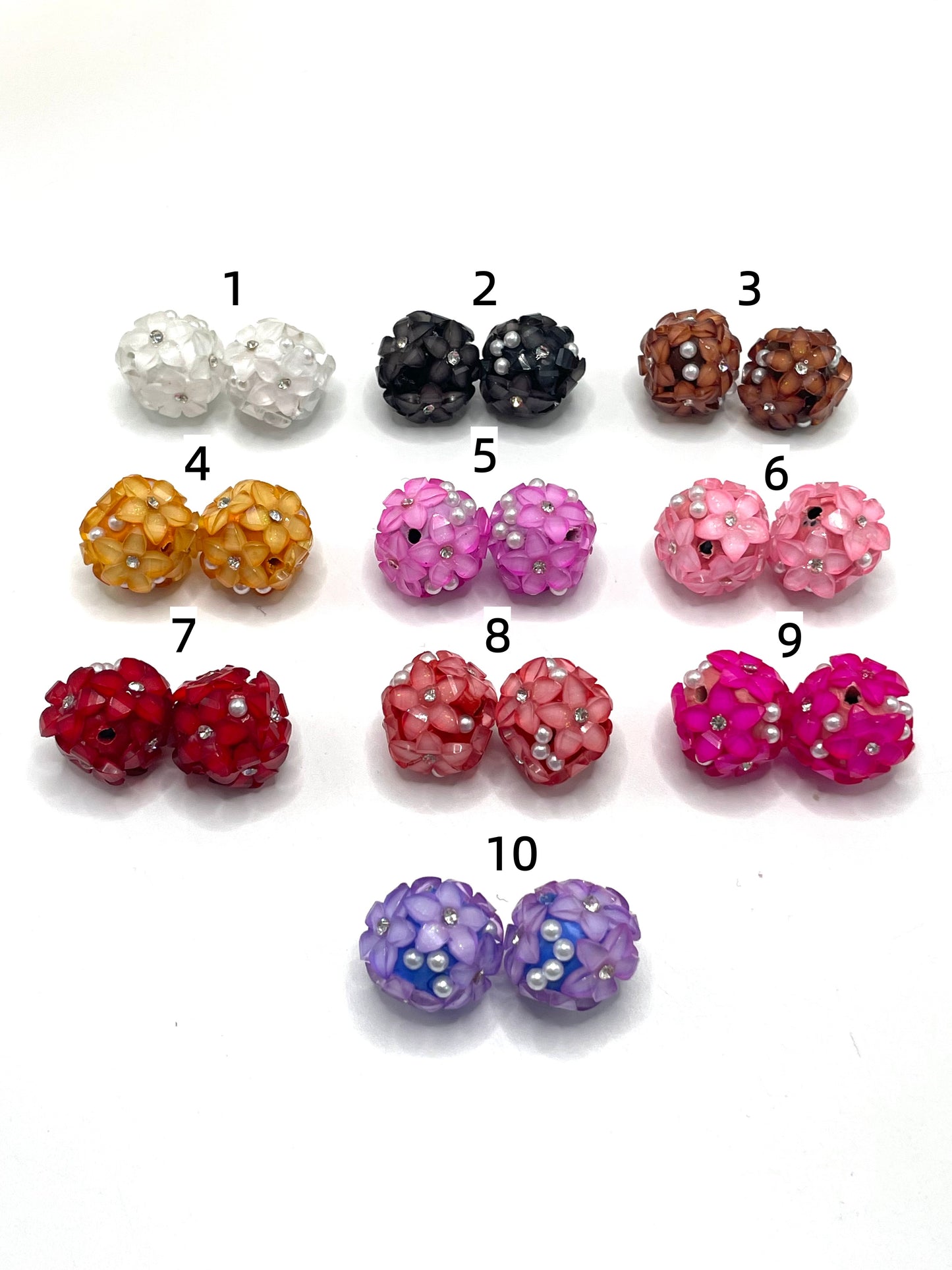 Flower beads Clay beads Clay flower beads Rhinestone 17mm Random Mix