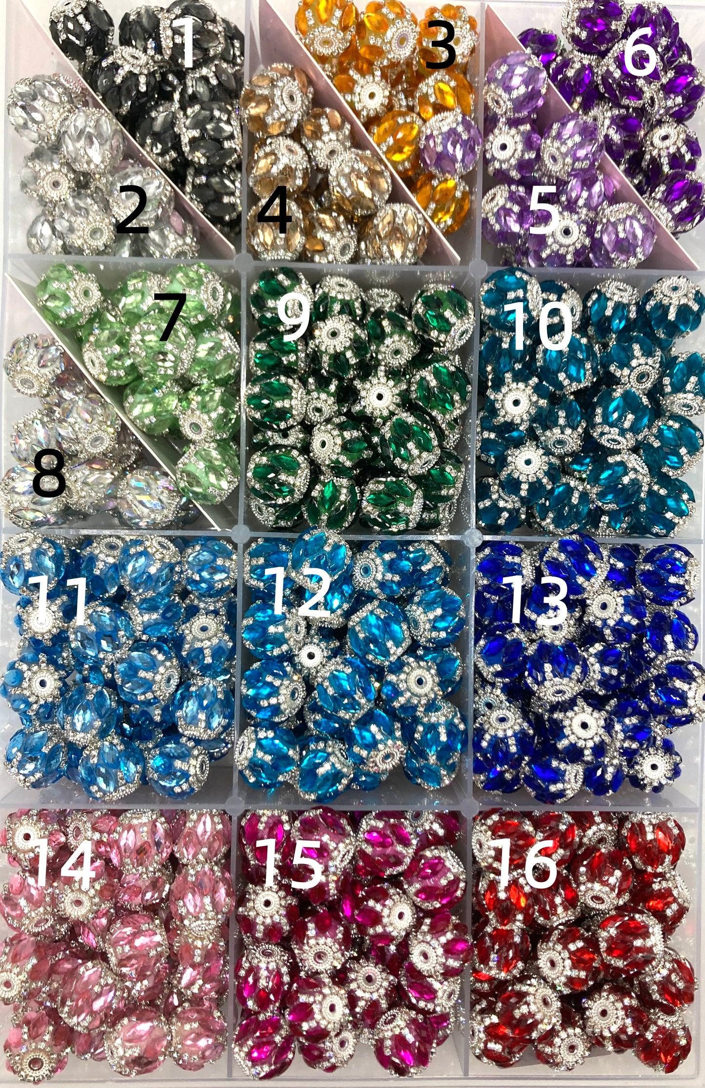 Fancy Beads Rhombic glass crystal mirror Chain Shining beads Metal gasket beads Random Mix
