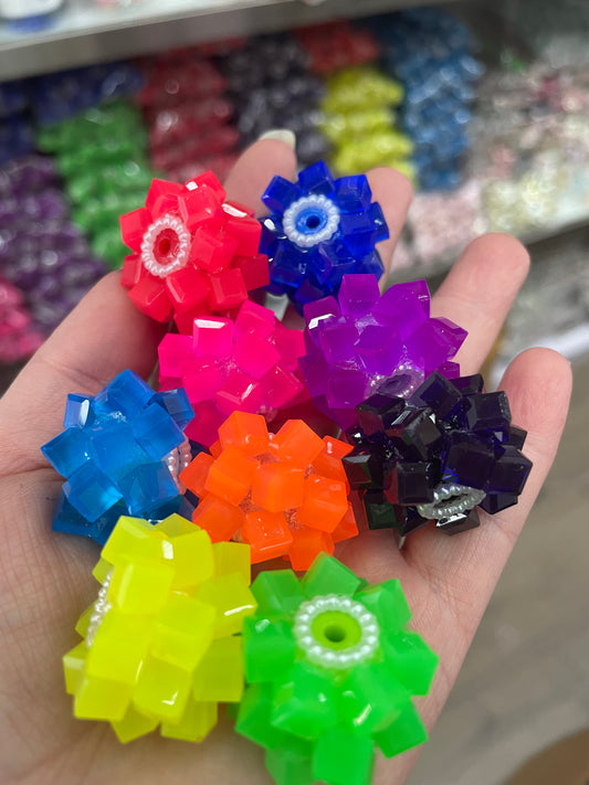 DIY craft with beaded beadable acrylic neon beads ornaments with pearl,random mix