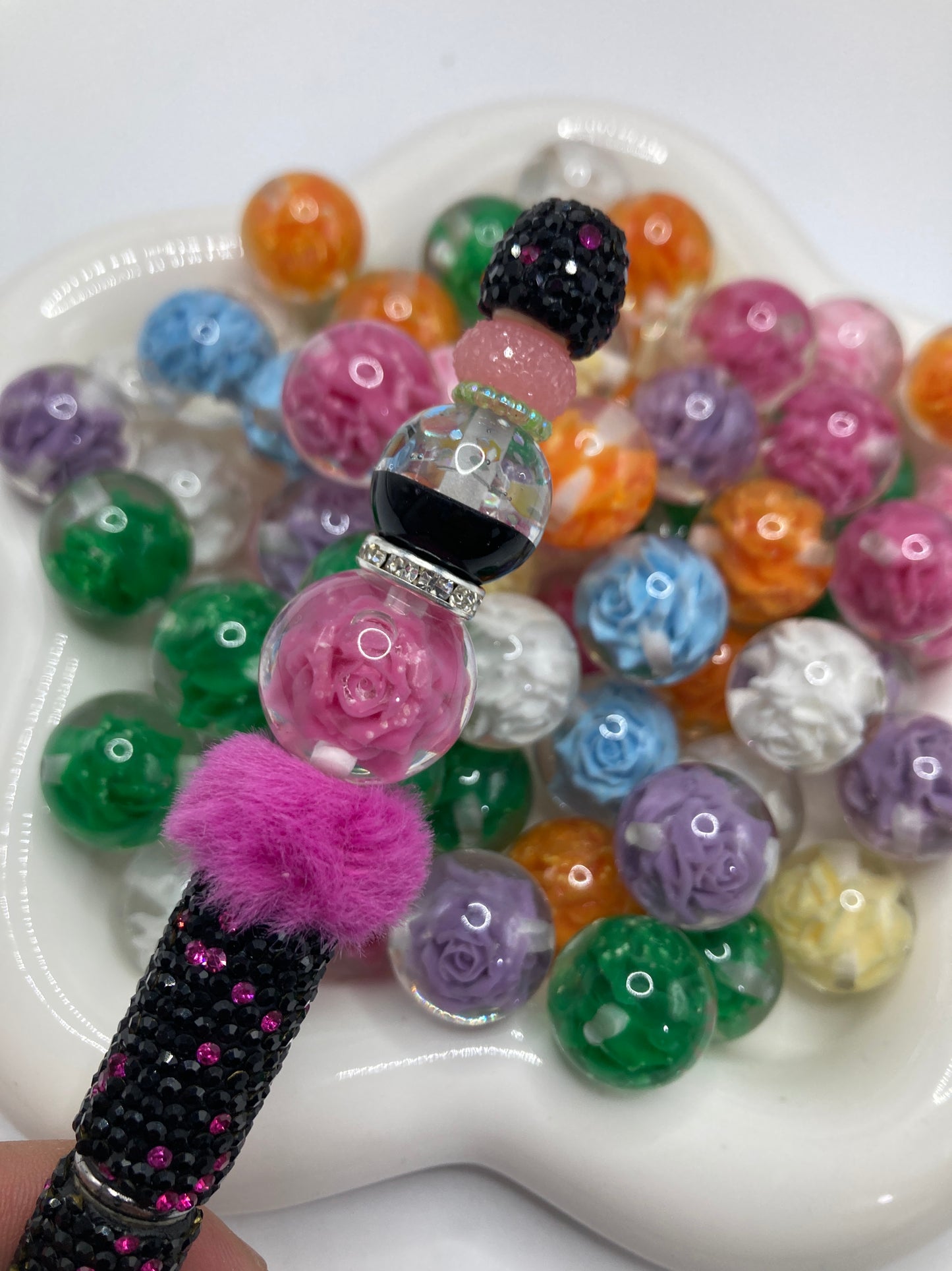 Acrylic beads Acrylic beads Acrylic beads Rose bead 20mm Random Mix