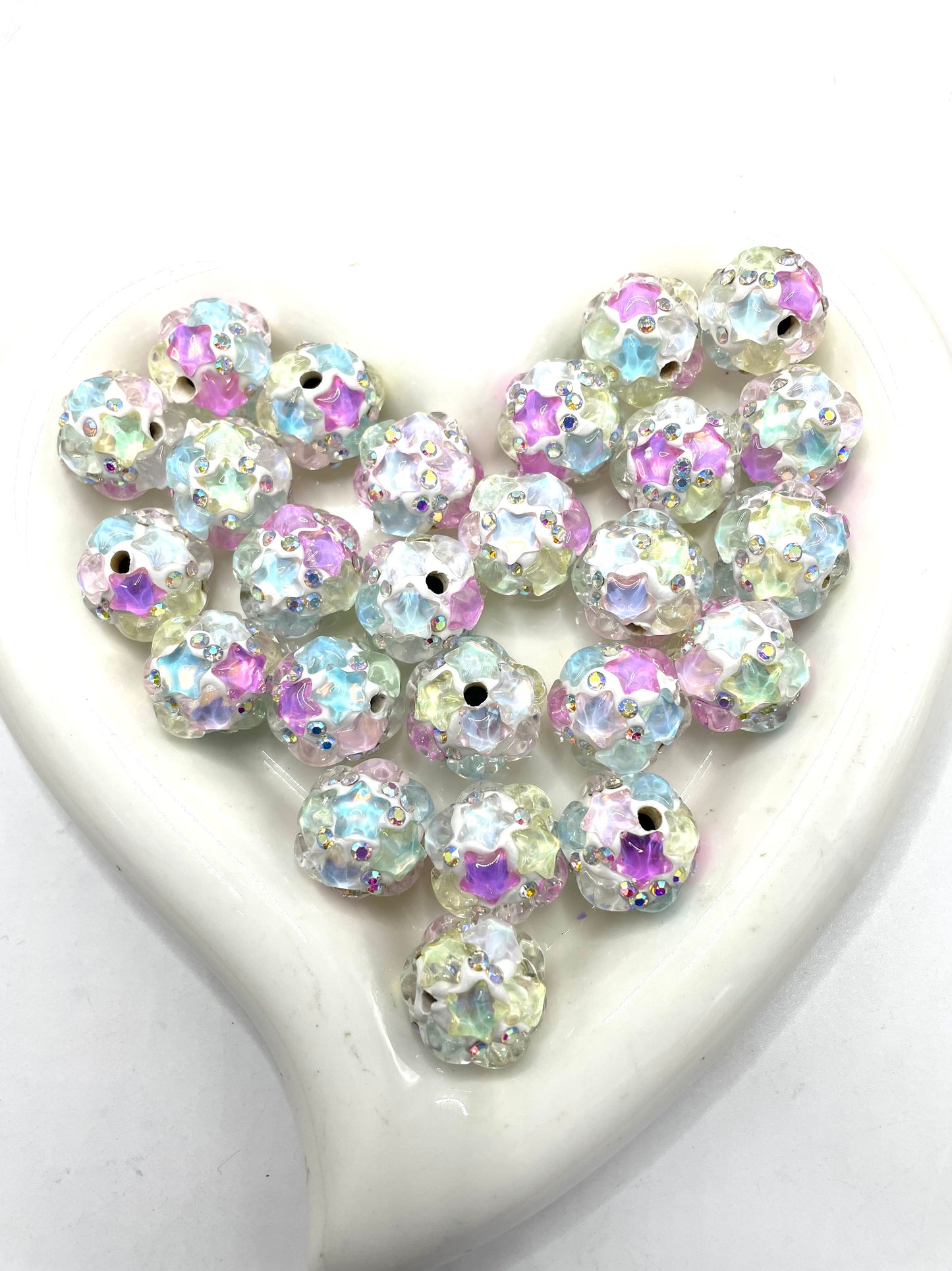 clay bead ornament with rhinestone and star shap ,random mix color 18mm