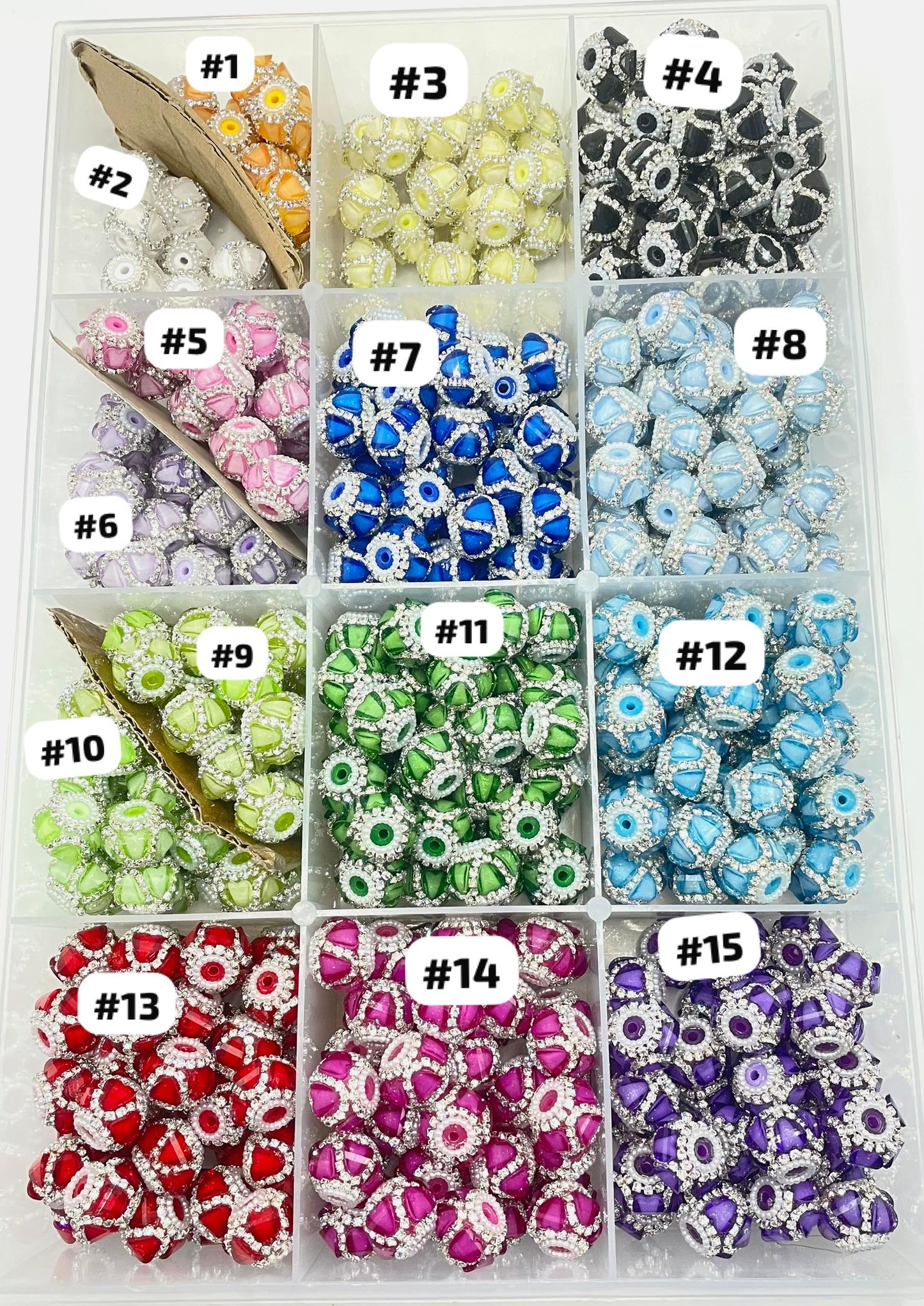 DIY beaded beadable fancy heart lantern beads ornament with rhinestone chain and pearl ,random mix