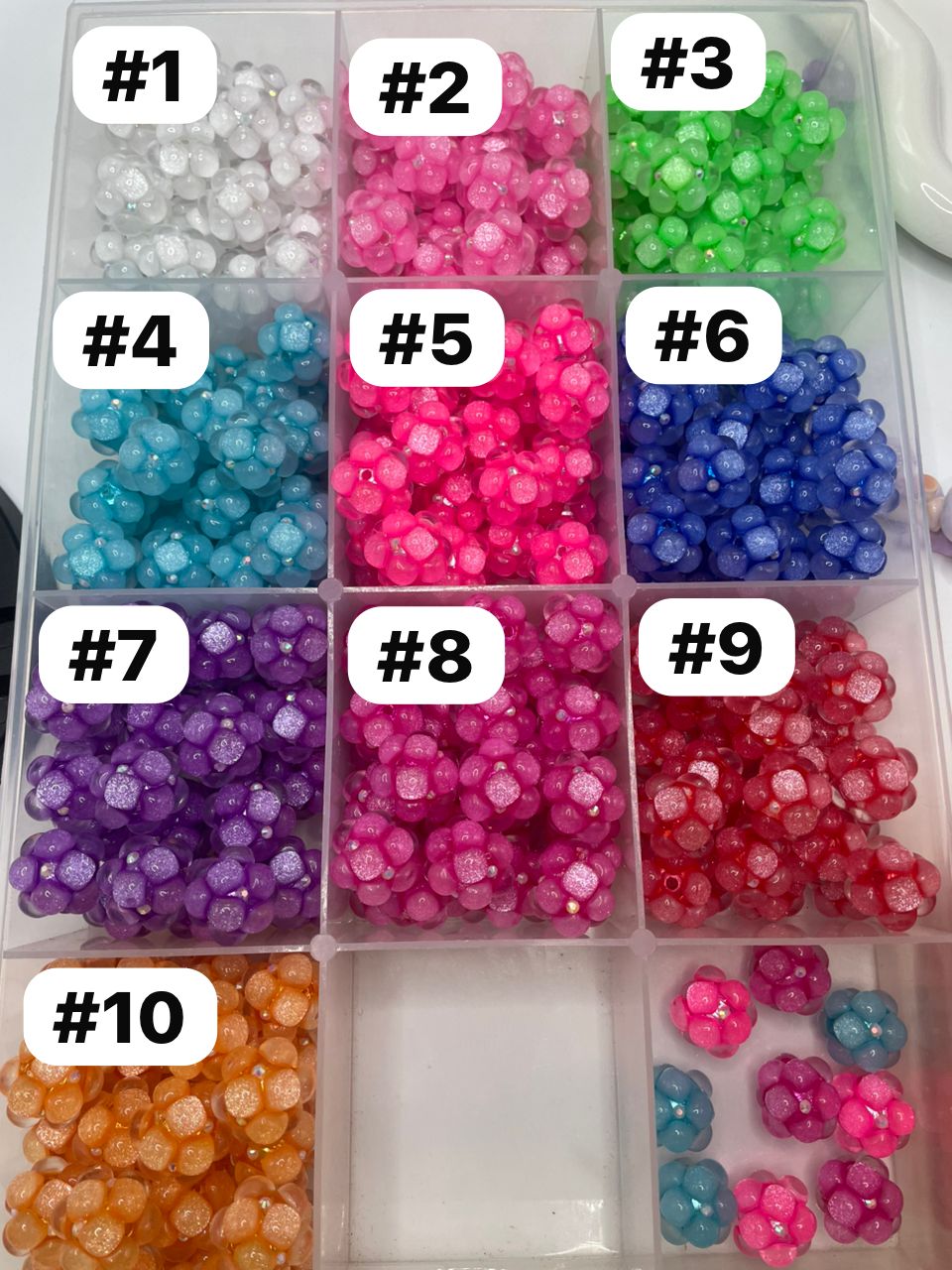Bubble beads glitter beads with rhinestones fancy beads