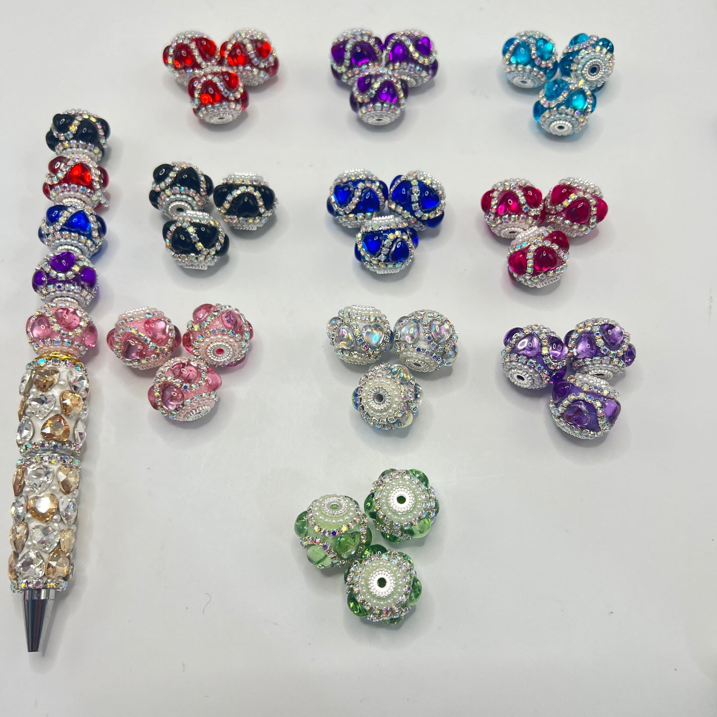 Heart beads crystal heart with chain diy beads