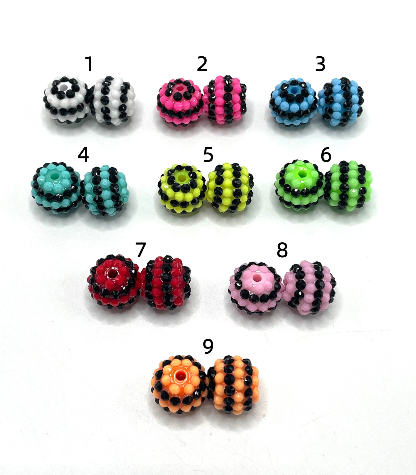 jelly beads Neon color Stripes beads 16mm Random Mix