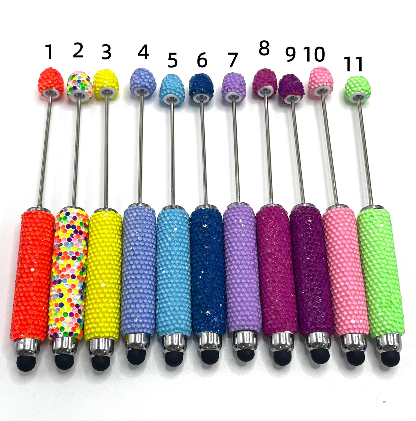 beaded beadable clay pen Clay and rhinestones Ballpoint pen stylus Point pen jelly rhinestone penRandom Mix (writable)