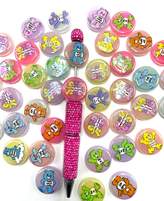 beaded beadable printing care bear acrylic bead with hole .random mix