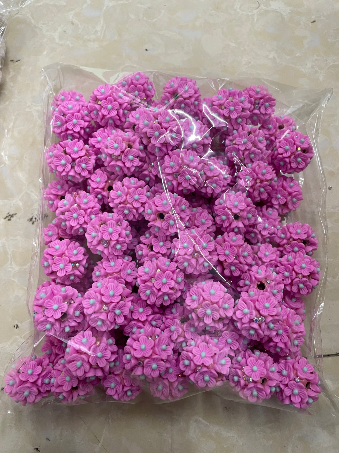 Fancy Clay Rhinstone Flower bead Multicolor flower beads Random Mix 22mm