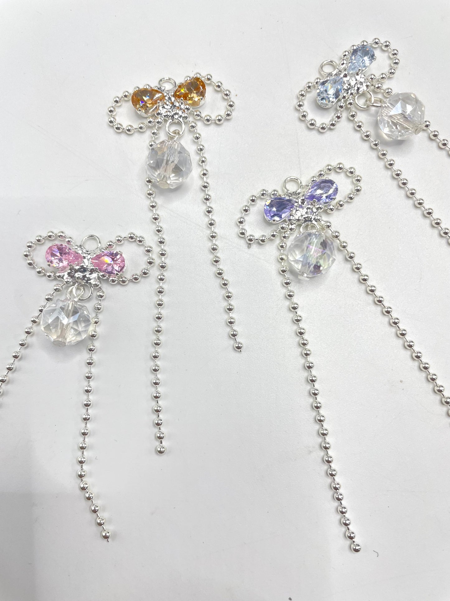 dangle beads bow shape with rhinestone bead