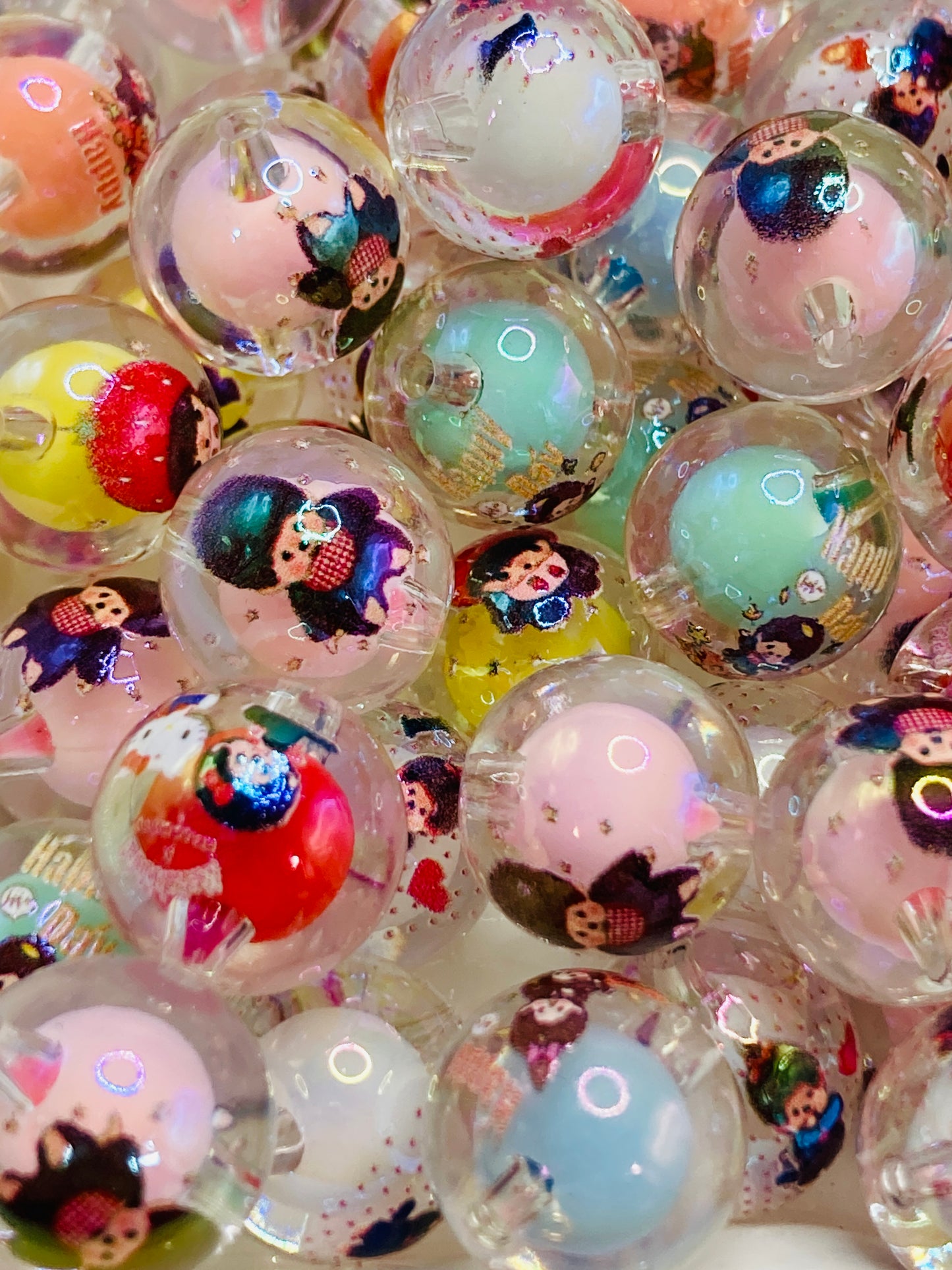 Acrylic beads mochichi Toy character beading Sugar-coated beads Double-layer beads 16mm Random Mix