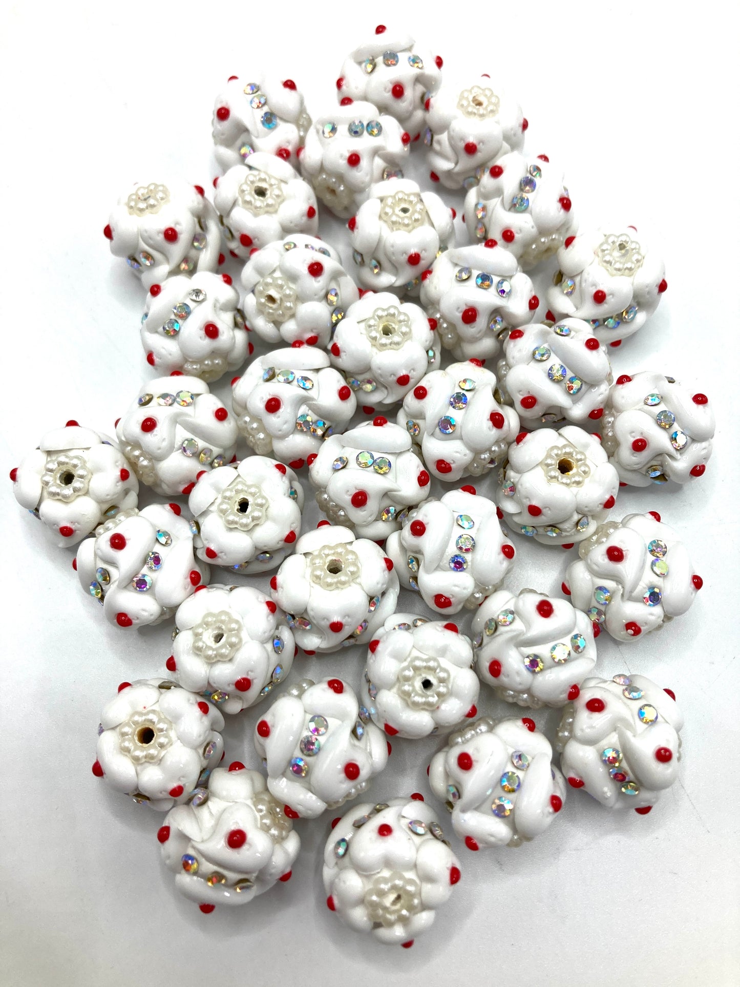 Cake heart beads heart Cream Beads Beaded cream clay beads Random Mix