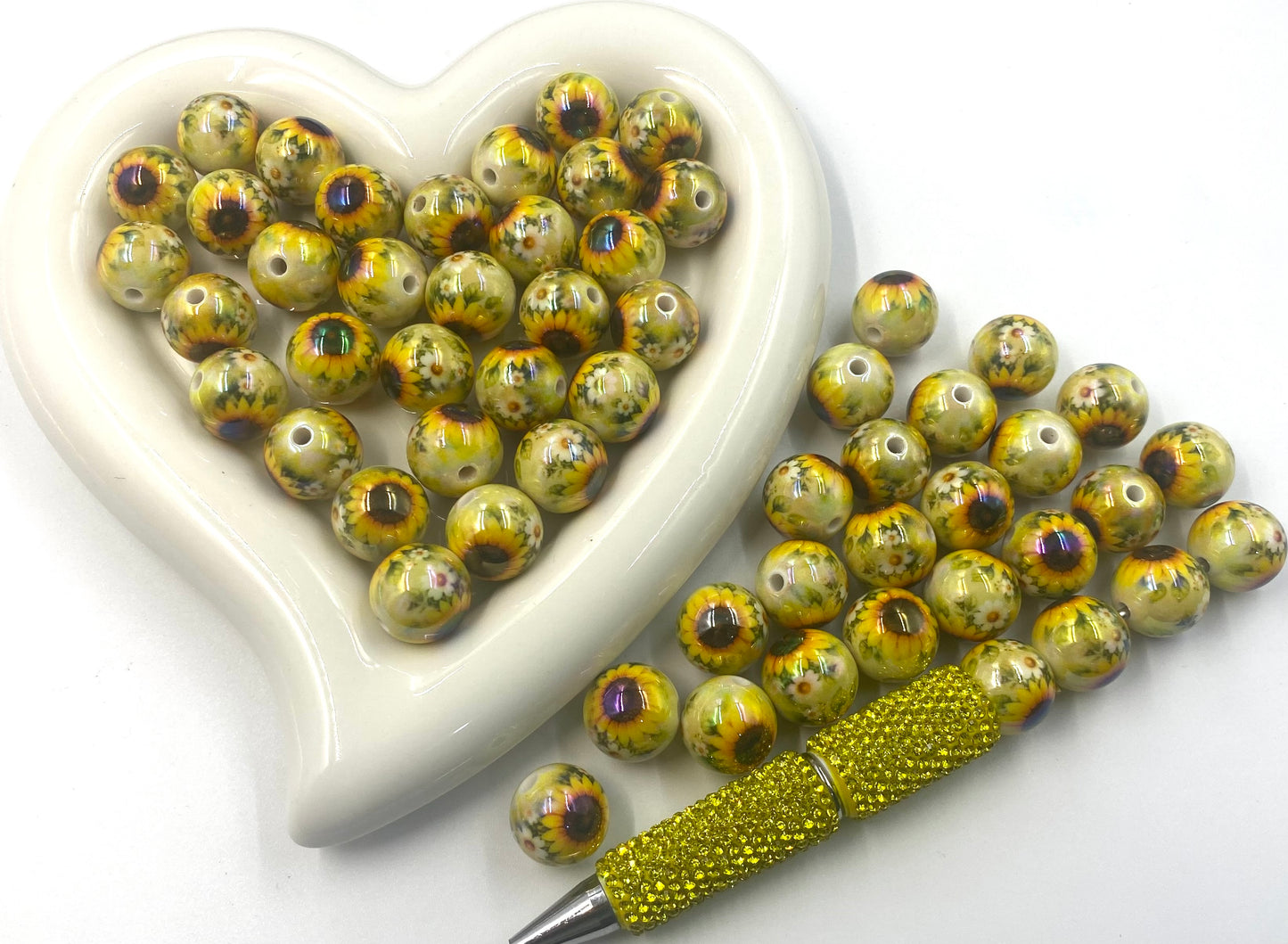 Acrylic transparent beads for anime and cartoon designs Acrylic bee beads Sunflower 16mm