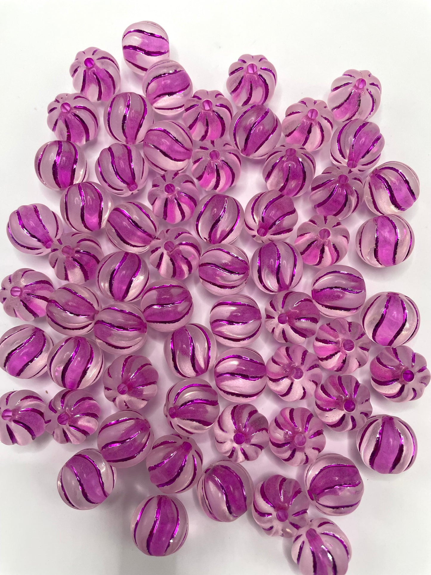 acrylic bead pumpkin bead colored with line ,16mm