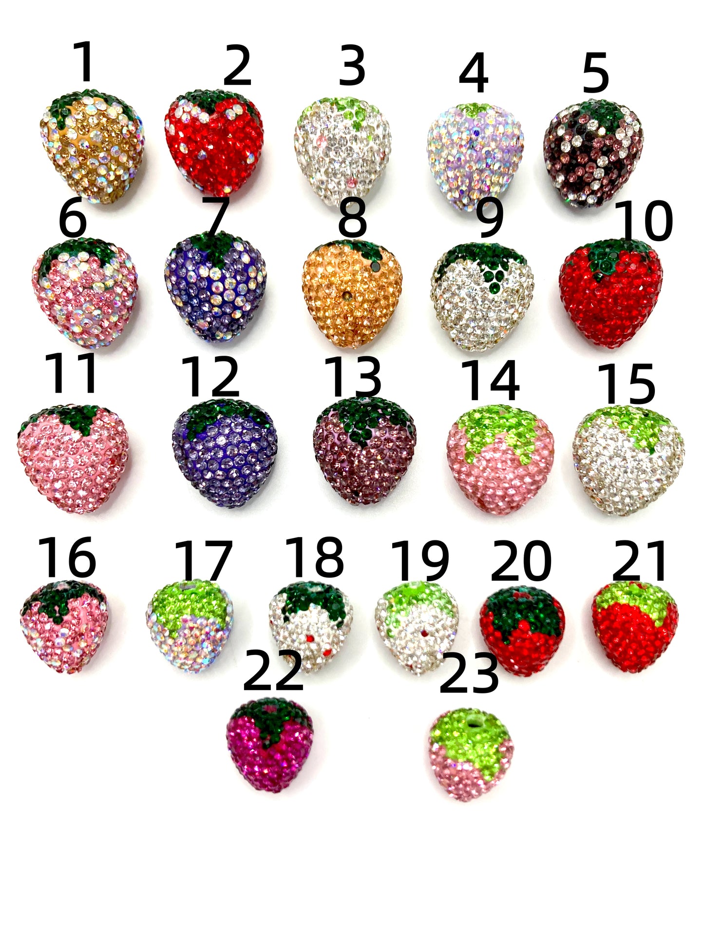 Strawberry Clay Beads And Rhinestones,Random Mix,16mm by 20mm