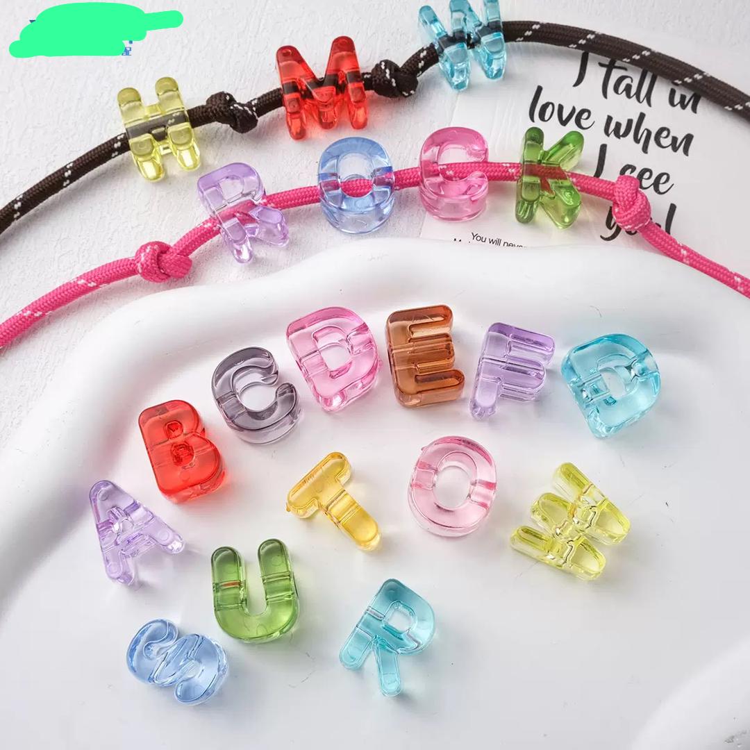 beaed beadable acrylic letter diameter :6mm (approimately H: 20mm W:16mm T:13mm)