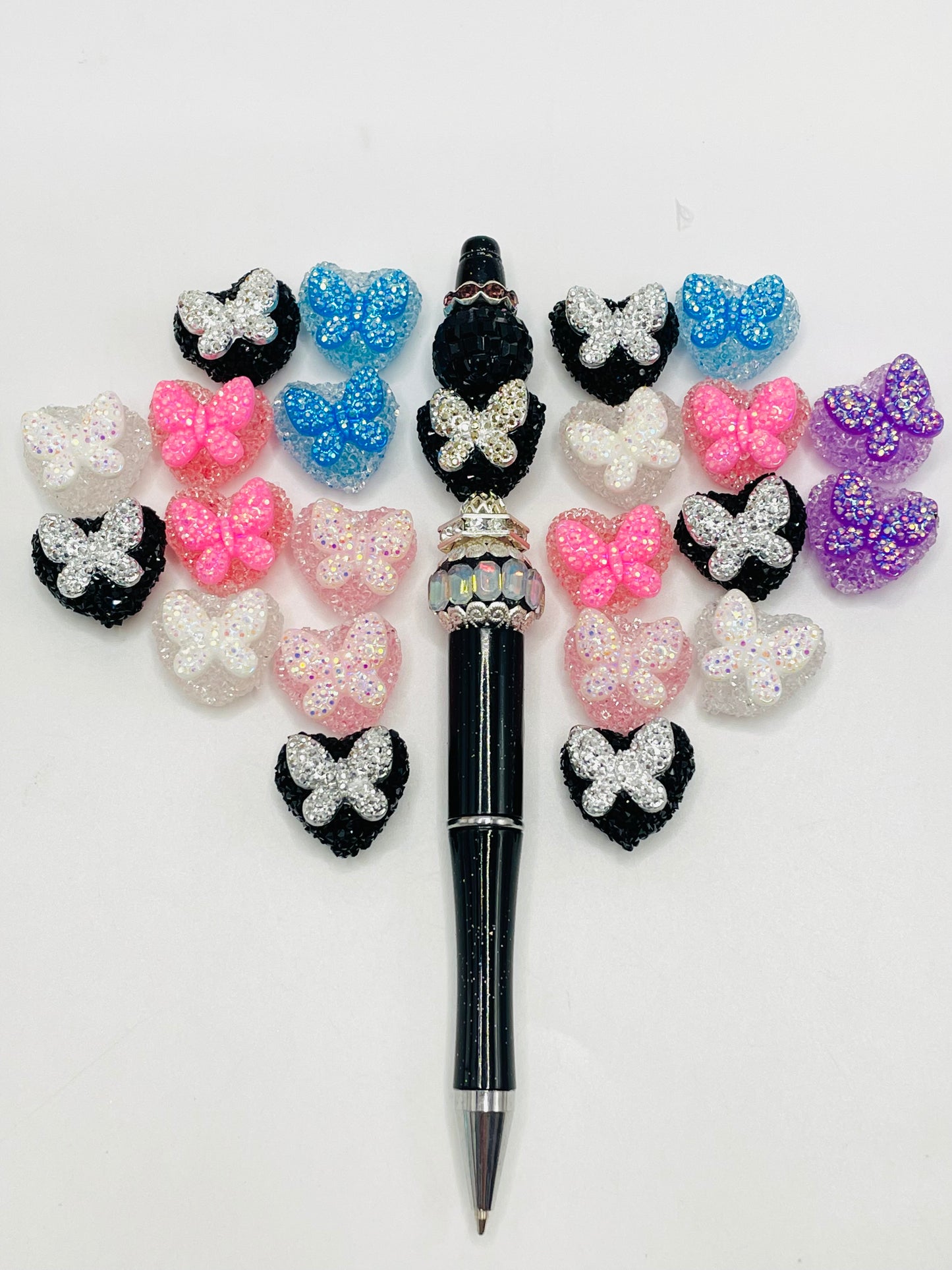 Sugar beads Heart bead Sugar beads with bows Random Mix19mm