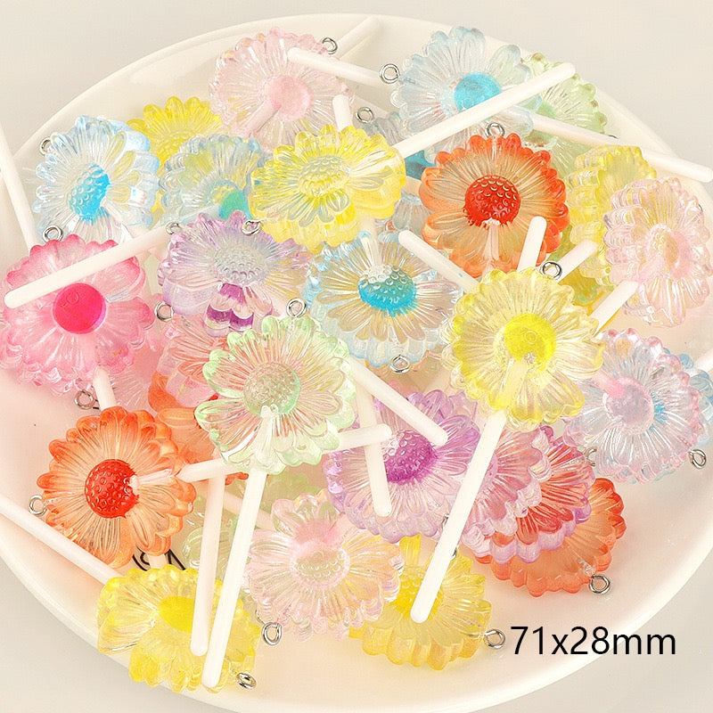 Hot selling colorful windmil seashell star heart rainbow bear sun flower candy lollipop charm pendant
