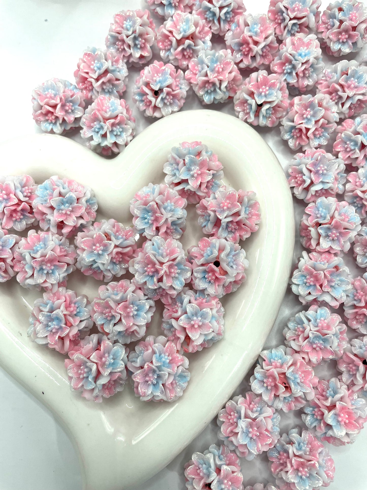 Soft flower random mix color beaded flower diy beads