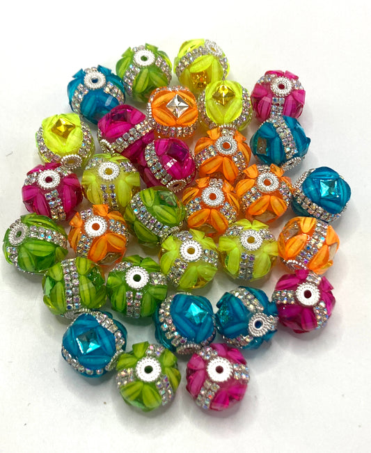 Fancy Beads Rhinestone Chain Metal ring Spacers Rhombus Mirror Pumpkin beads 18mm Random Mix