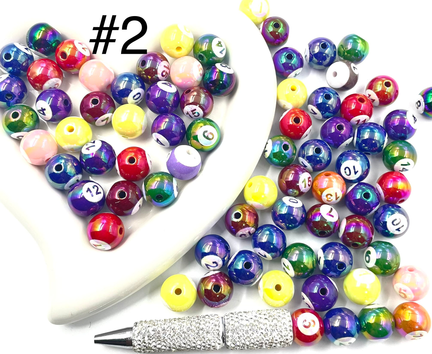 Acrylic billiard balls beads Full-color and half-color Chinese-style billiard balls 16mm