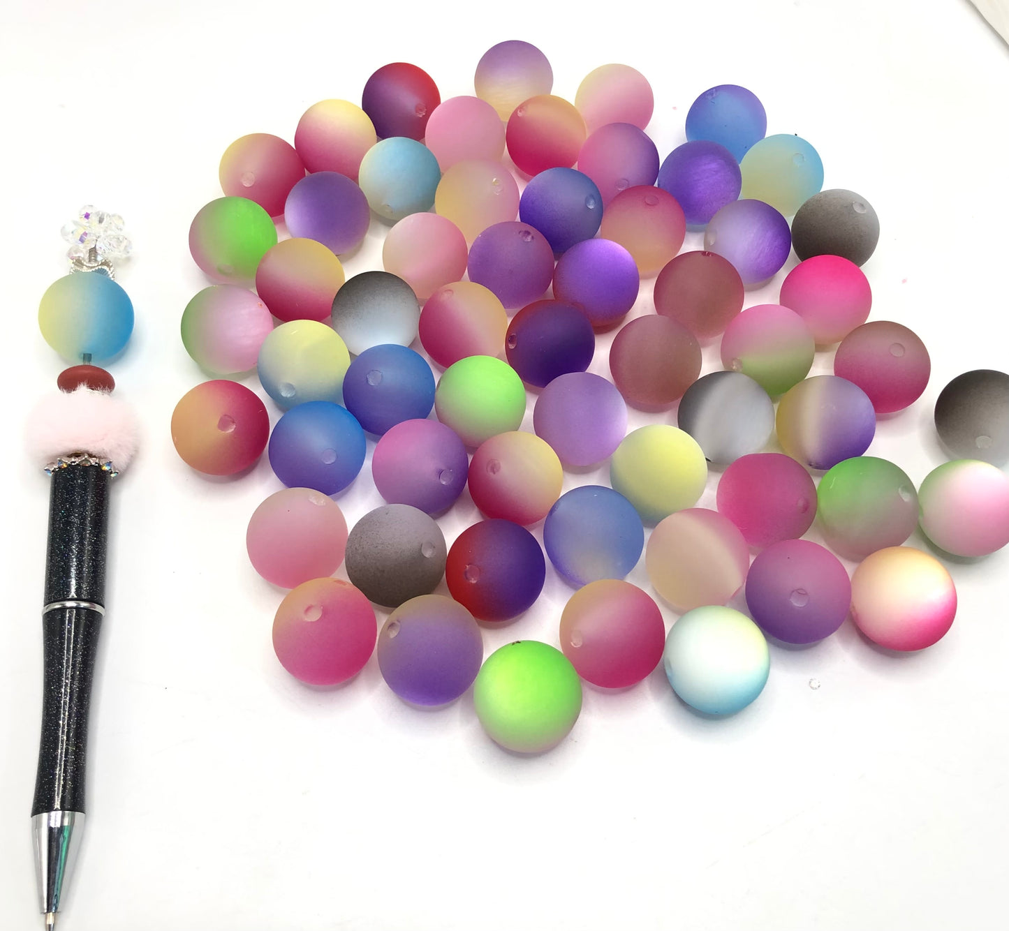 acrylic bead cat ey matte color acrylic bead 16mm and 20mm diy bead ,diy pens random mix color