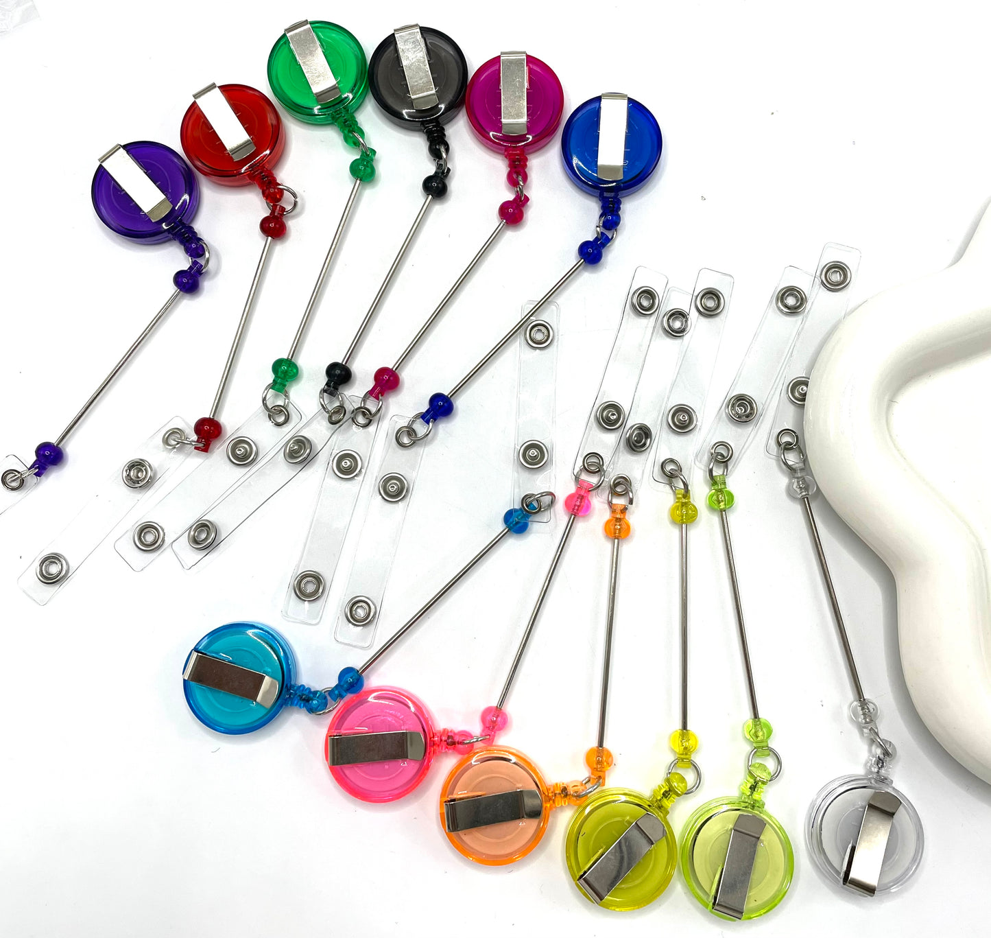 Plastic & Metal DIY badge reels chain Multicolor easy-to-pull buckle