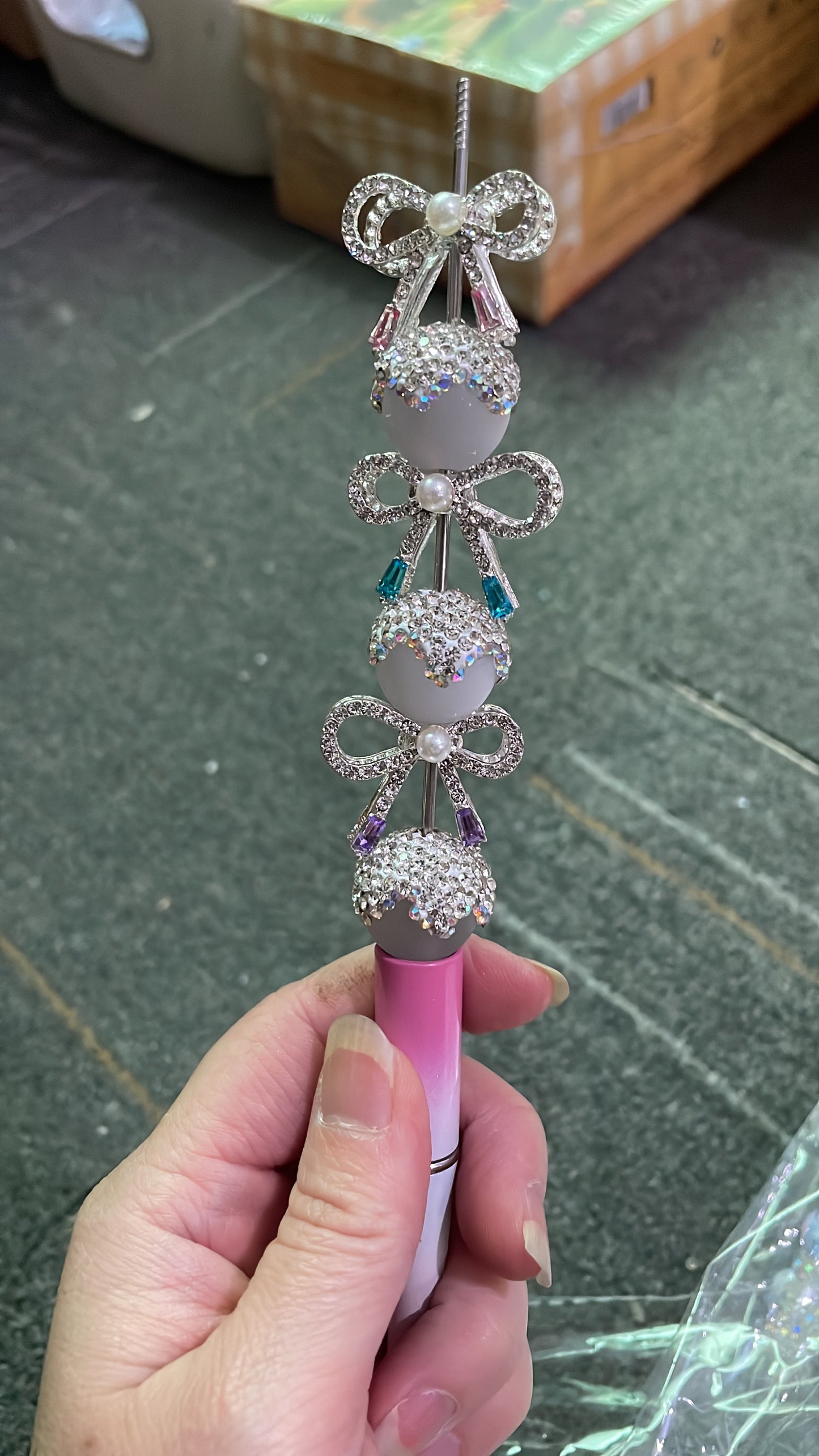 fancy bead bow bead bow spacer rhinestone bow beaded bow