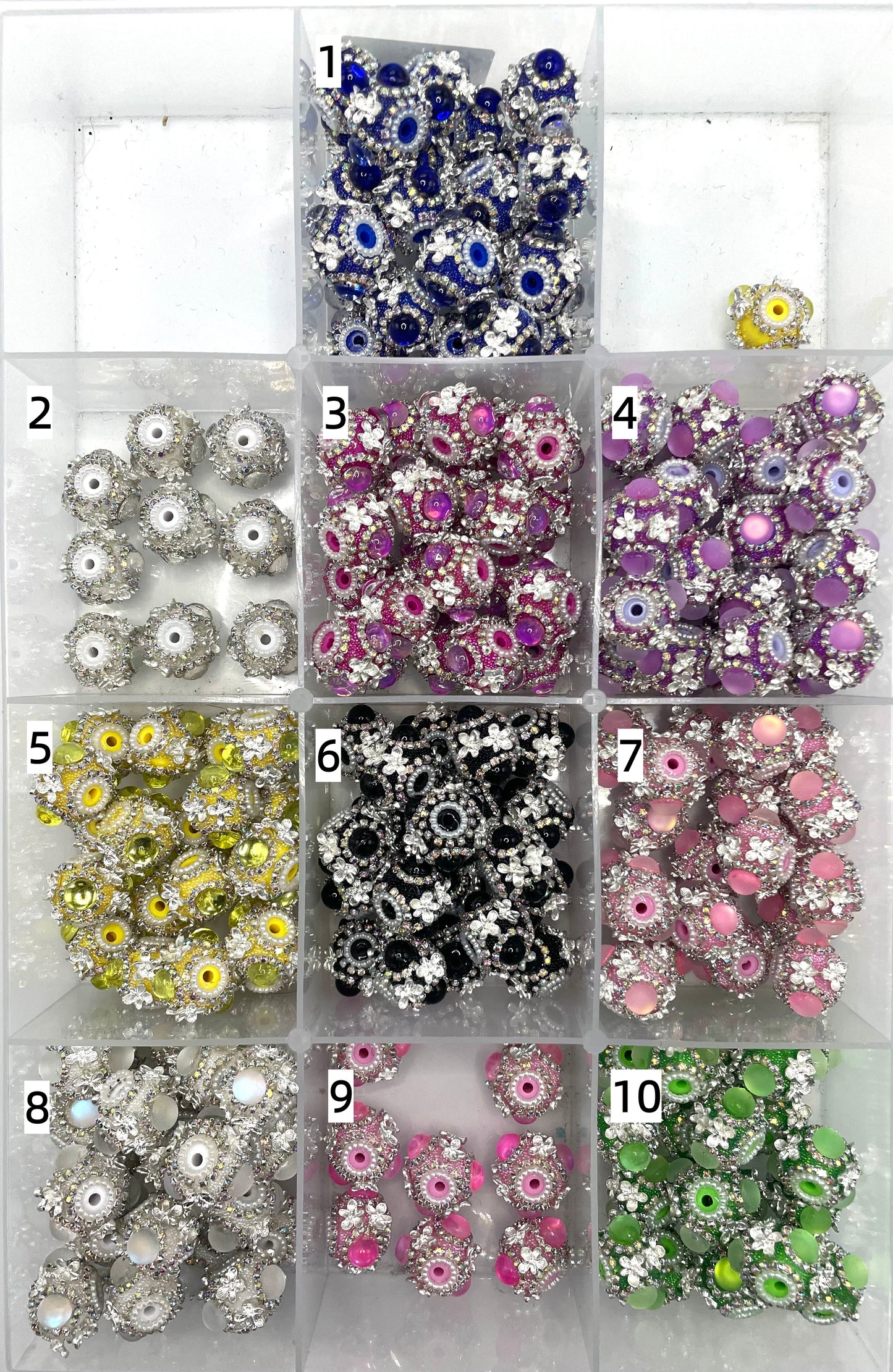 Fancy Beads Metal flowers Matte Bubble beads Rhinestone Chain Pearl gasket beads Acrylic beads 18mm Random Mix