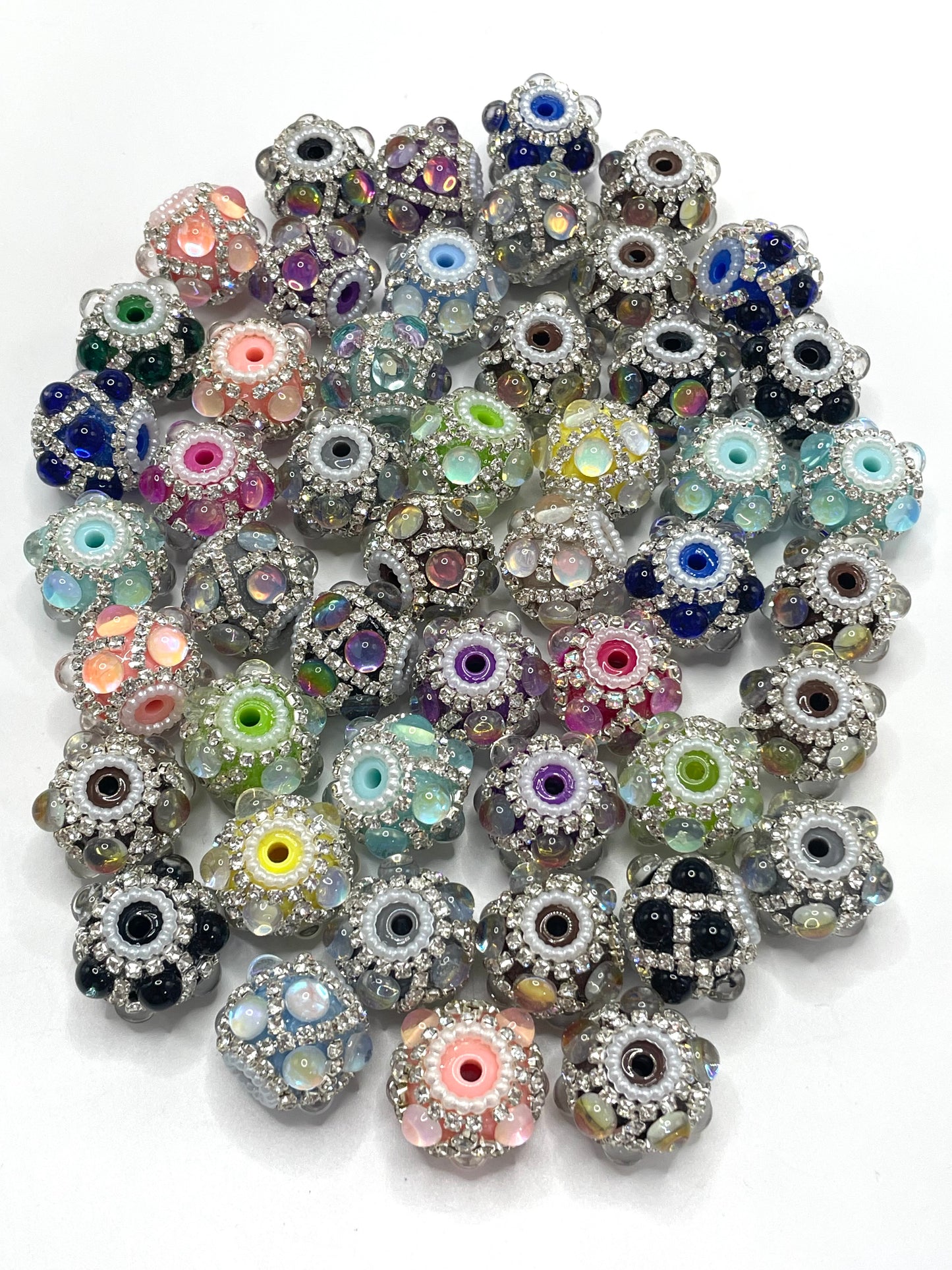 Fancy Beads Bubble beads Rhinestone Chain Pearl gasket Spacers Random Mix 18mm