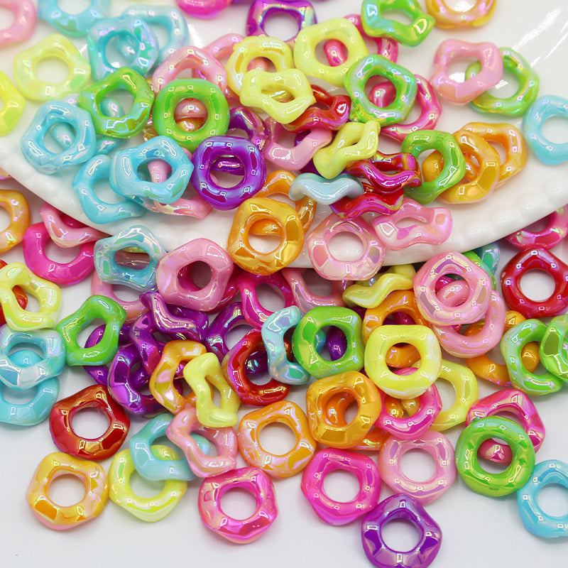 glossy solid color neon uv wavy spacer wave spacer plastic UV color neon uv color mix 15mm