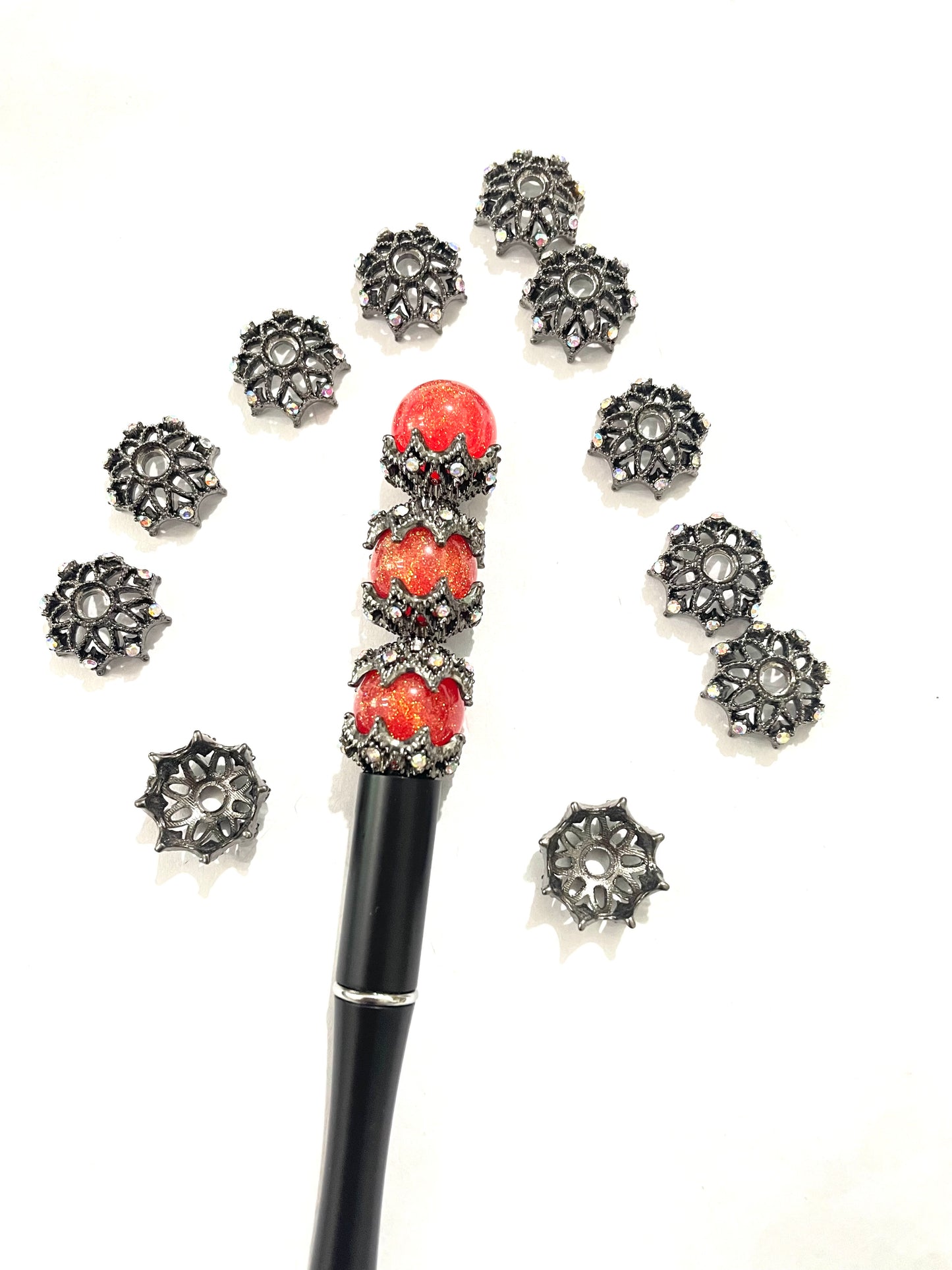 fancy beada cap fancy spacer snow flake metallic spacer bead cap ornaments with rhinestone diy bead random mix 18mm