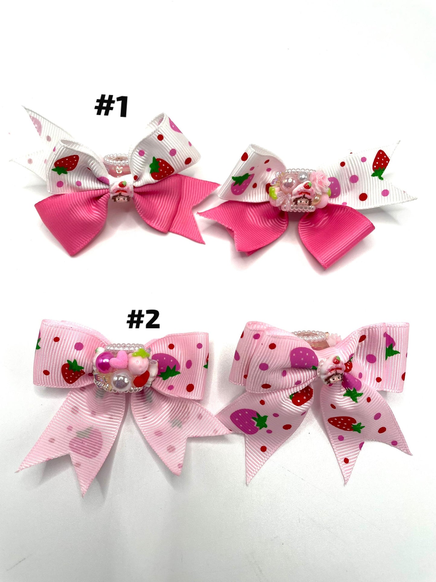 beaded beadable crafty fancy beads ornaments with textile bow character strawberry short girl character element and pearl .