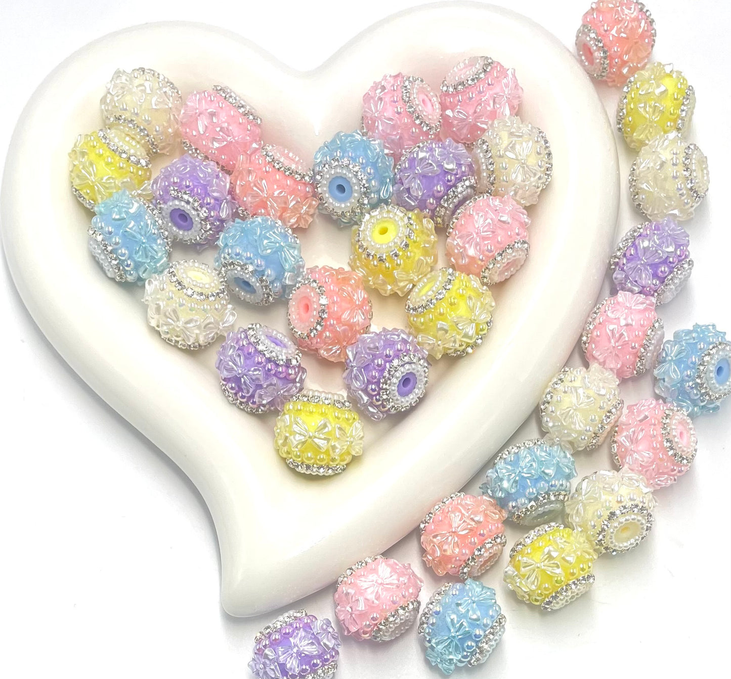 pearly bow shiny bow fancy beads random mixed