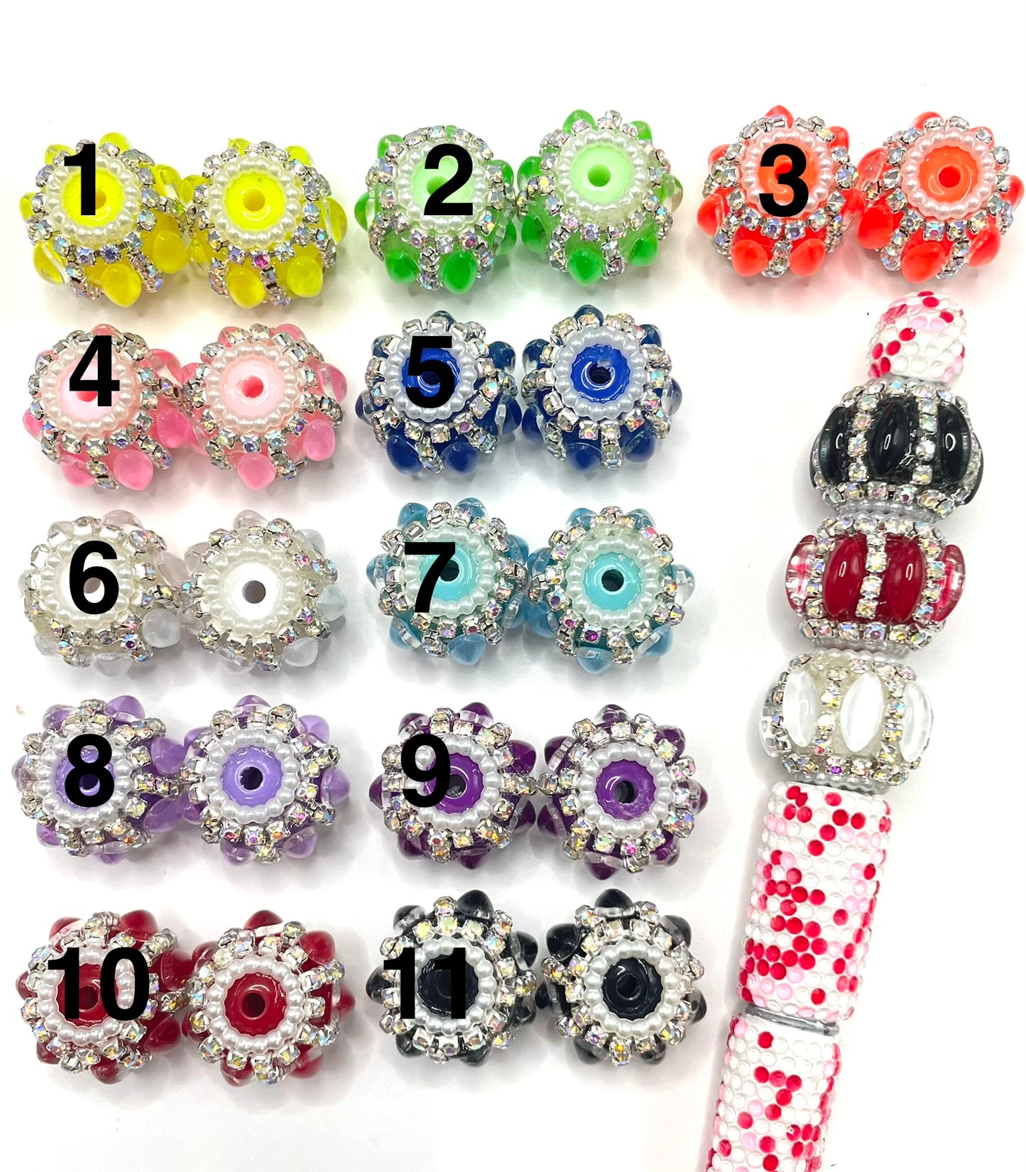 Diy beaded beadable horse eye fancy beads Colorful Oval shape Bubble beads Chain and pearl ring Fancy Beads 18mm