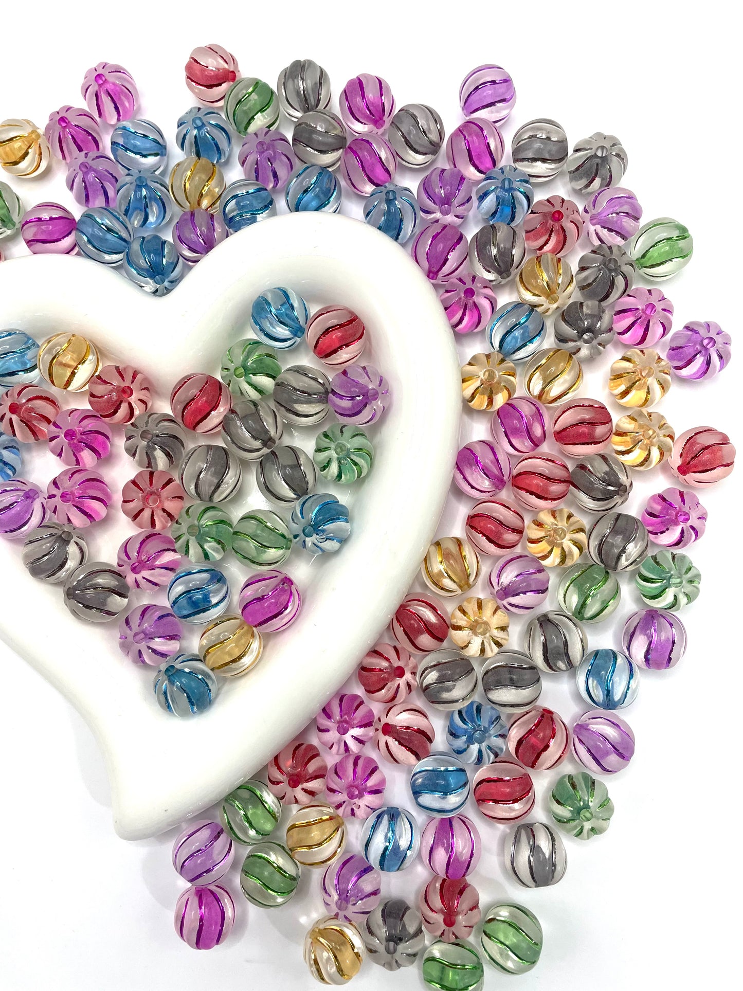 acrylic bead pumpkin bead colored with line ,16mm