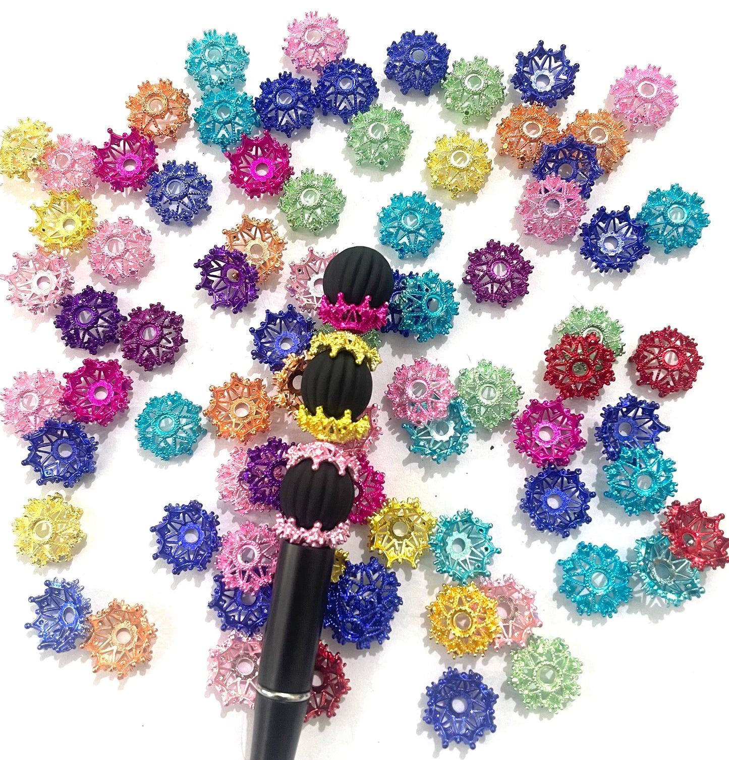metallic ice snow bead cap spacer 16mm 14mm 12mm colored colorful black color ,random mix