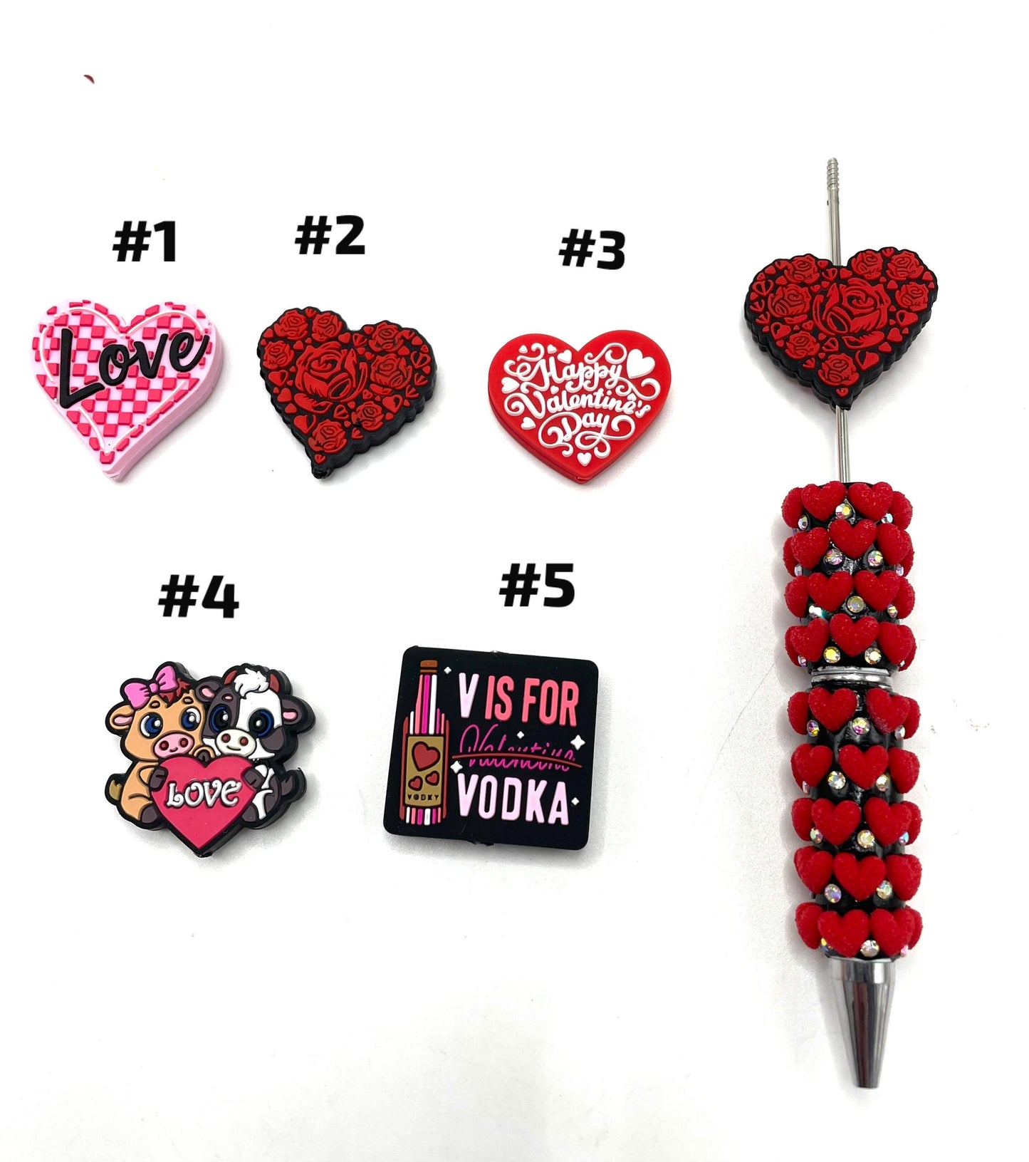 Silicone focal bead for valentines