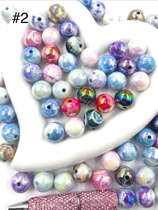Acrylic beads Striped painting Painted beads 16mm