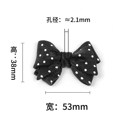 New large polka dot bow resin straight hole beads diy bracelet keychain beaded pen jewelry accessories loose beads wholesale