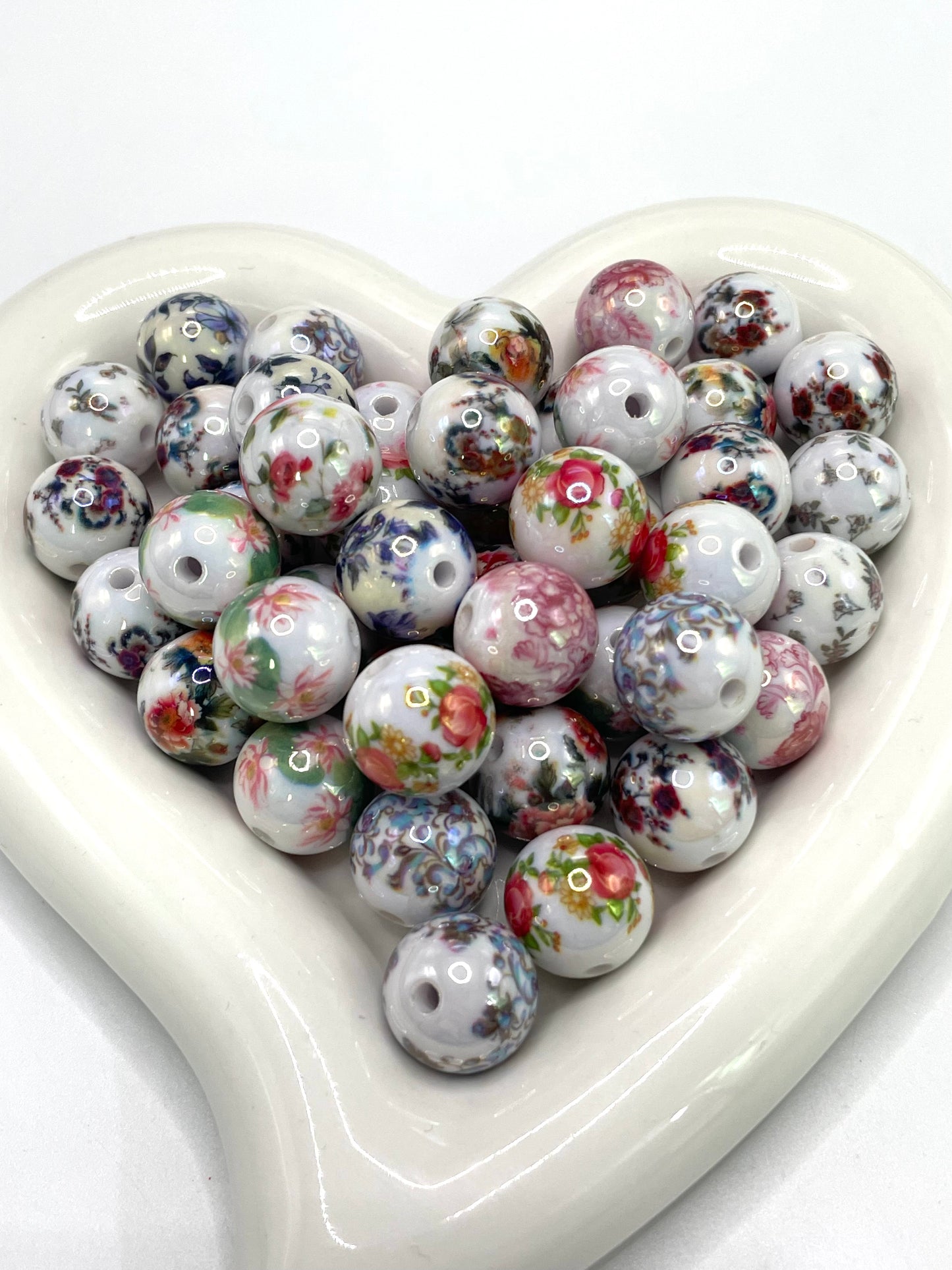 Acrylic beads lotus Flower Rose flower Printed beads 16mm