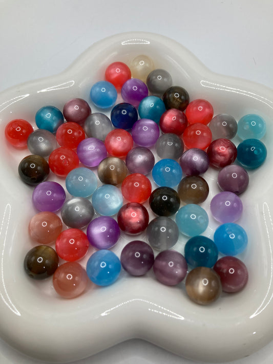 Acrylic beads Cat's eye beads glitter Light-colored beads 16mm Random Mix
