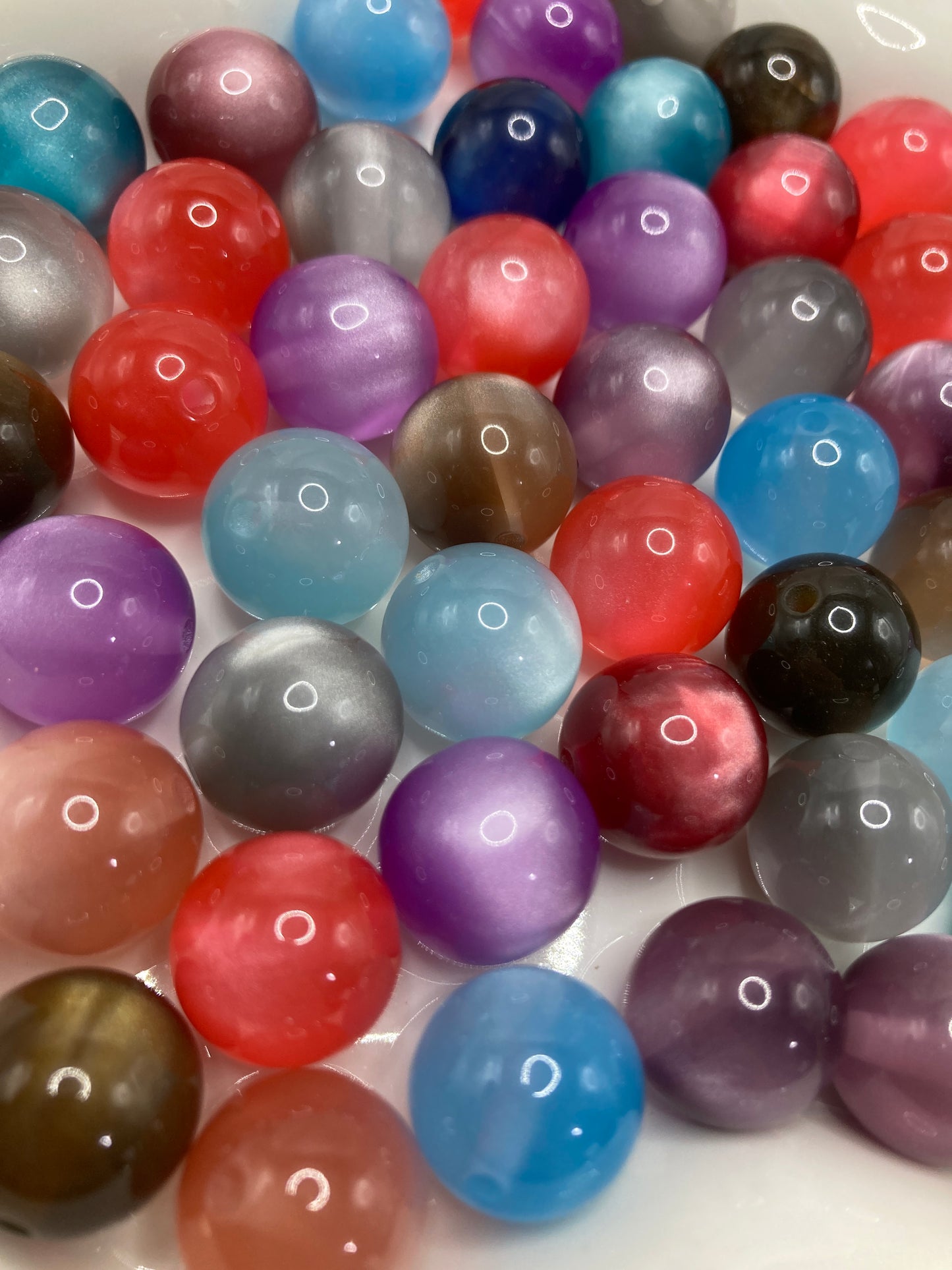 Acrylic beads Cat's eye beads glitter Light-colored beads 16mm Random Mix
