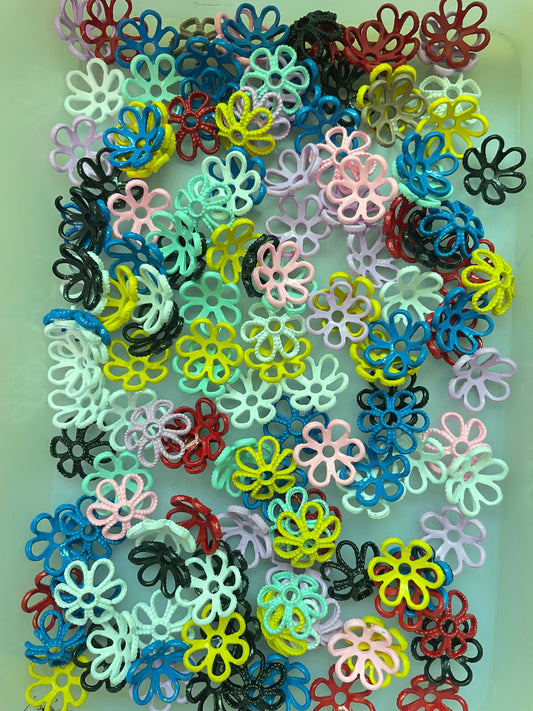 Flower spacer flower bead cap colorful bead cap random mixed