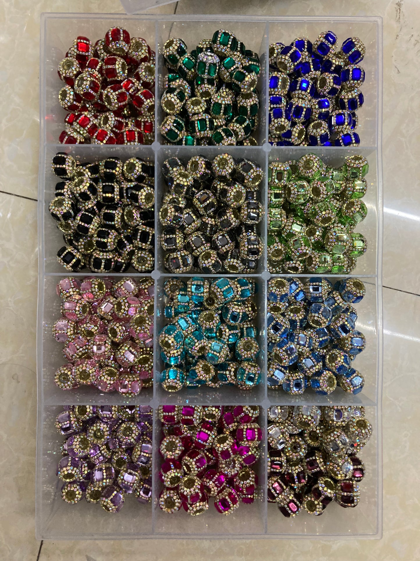 ractangle beads crystal beads fancy acrylic Gold chain mirror beads multicolour rhinestone Bead 18mm Random Mix